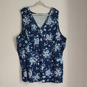 Woman Within Floral Sleeveless Top Size 5X